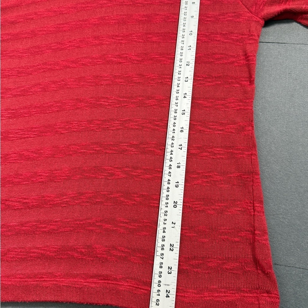🌹 LRL Lauren Jeans Co. Ralph Lauren Red Textured Knit Pullover Top - Medium - Picture 8 of 10